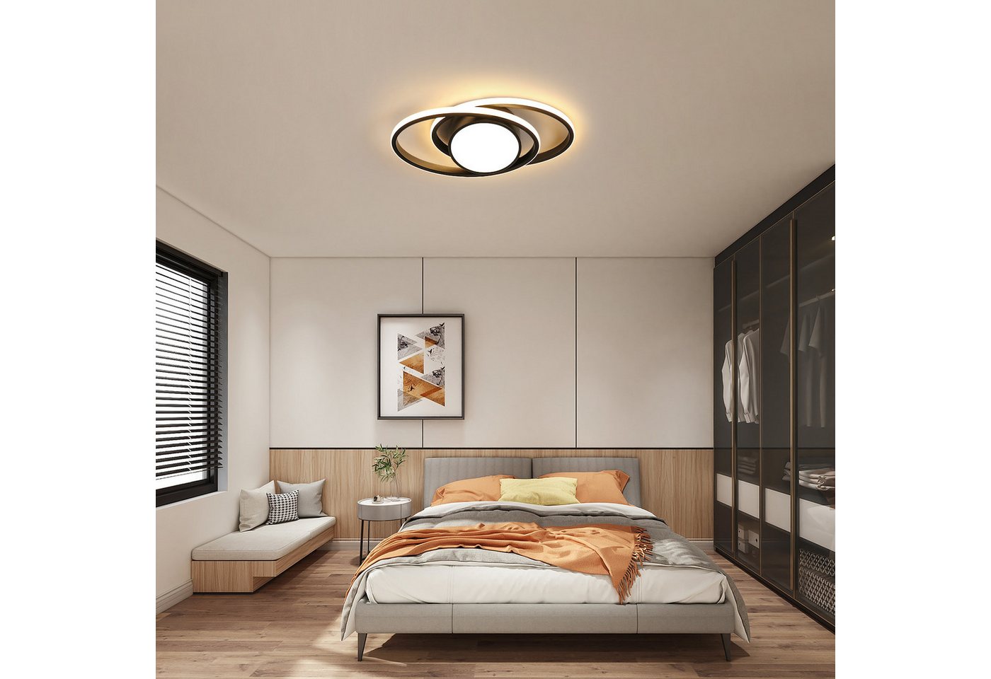 Riserva LED Deckenleuchte LED Deckenleuchte Oval Schwarz 39W Warmweiß 3000K Modern 220V Bild 5