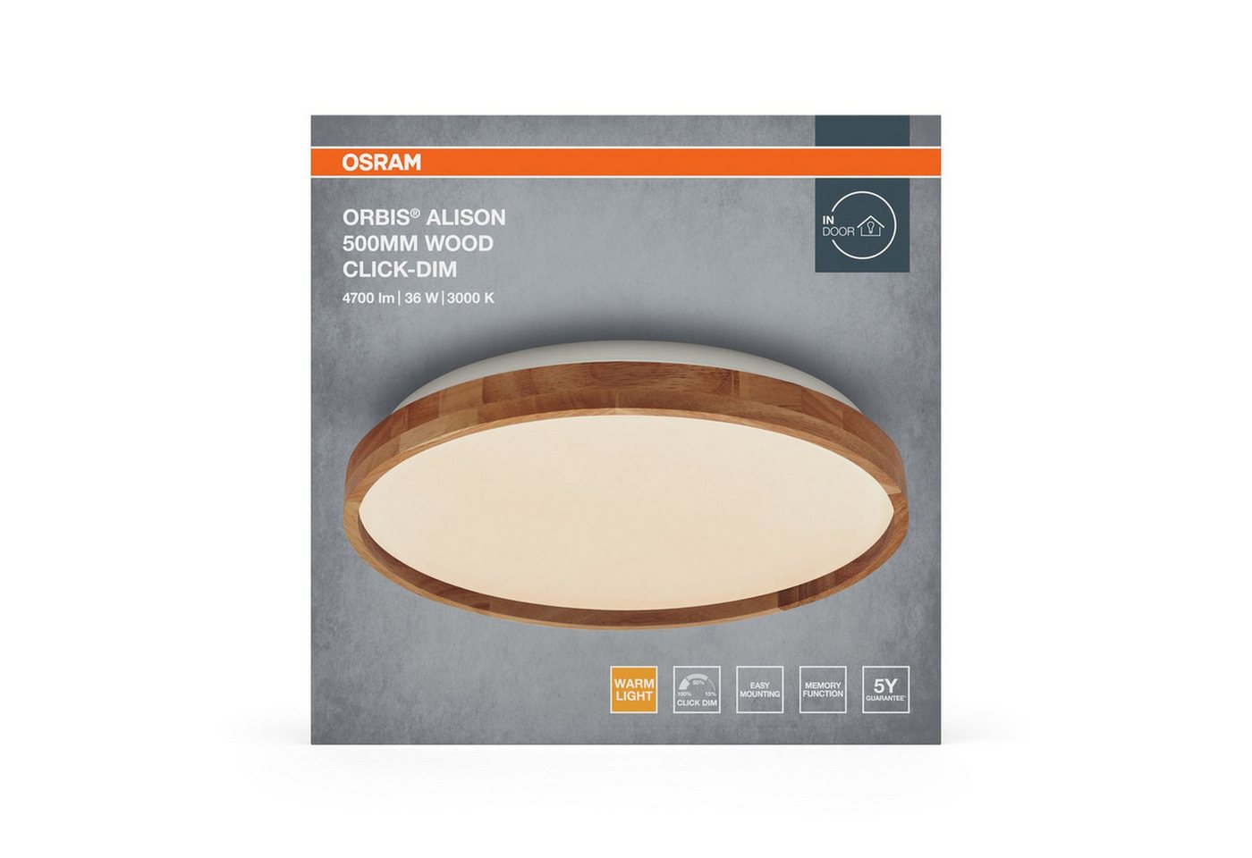 Licht-Erlebnisse Deckenleuchte SALESIN, LED fest integriert, Warmweiß, LED rund Ø 50 cm 3000 K 2600 lm Modern Bild 2