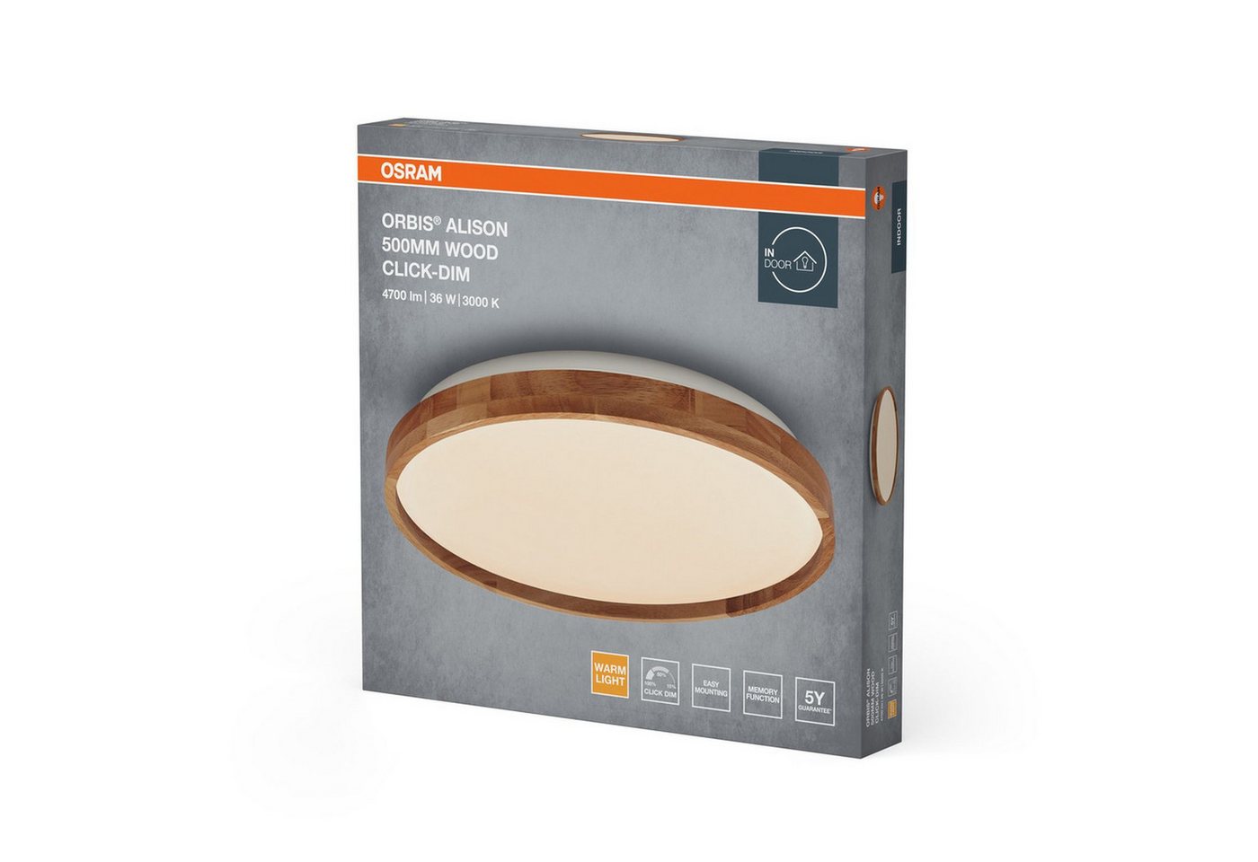 Licht-Erlebnisse Deckenleuchte SALESIN, LED fest integriert, Warmweiß, LED rund Ø 50 cm 3000 K 2600 lm Modern Bild 4