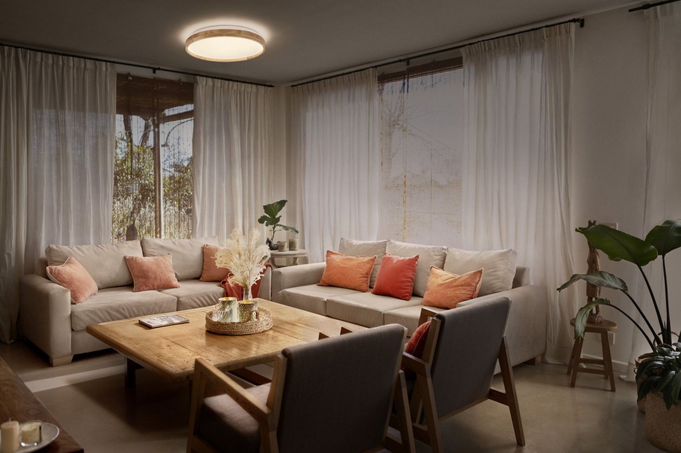 Licht-Erlebnisse Deckenleuchte SALESIN, LED fest integriert, Warmweiß, LED rund Ø 50 cm 3000 K 2600 lm Modern Bild 5