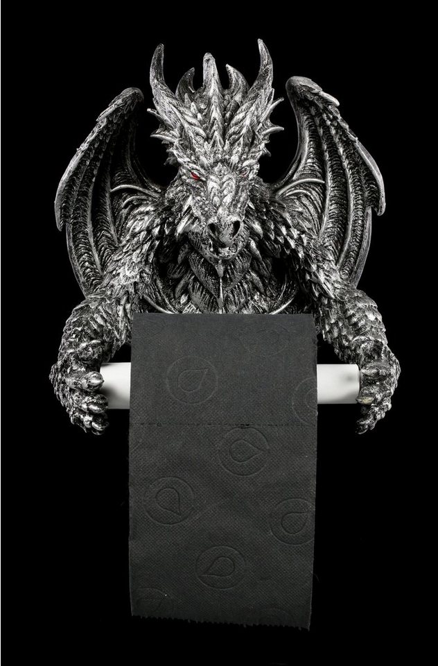 Figuren Shop GmbH Toilettenpapierhalter Toilettenpapierhalter - Obsidian Drache - Gothic Deko Bild 2