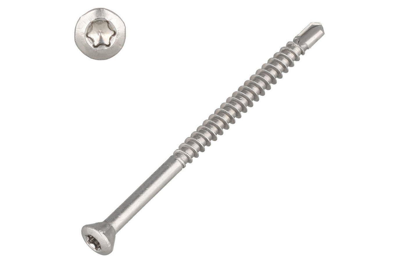 SCREWREBEL Terrassenschraube Dielenschrauben mit Innensechsrund Edelstahl A2 – TX10 – Teilgewinde, Bohrspitze – 60° Zierkopf – 200 Stück Bild 5