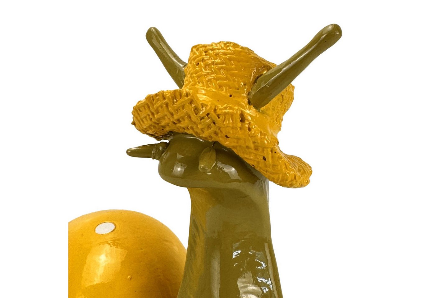 Online-Fuchs Gartenfigur süße Schnecke mit Hut für außen - Deko Figuren für Garten, (mit Schneckenhäuschen und Strohhut, in 3 Farben erhältlich), aus langlebigem Kunstharz gefertigt, wetterfest - 21 cm groß Bild 2