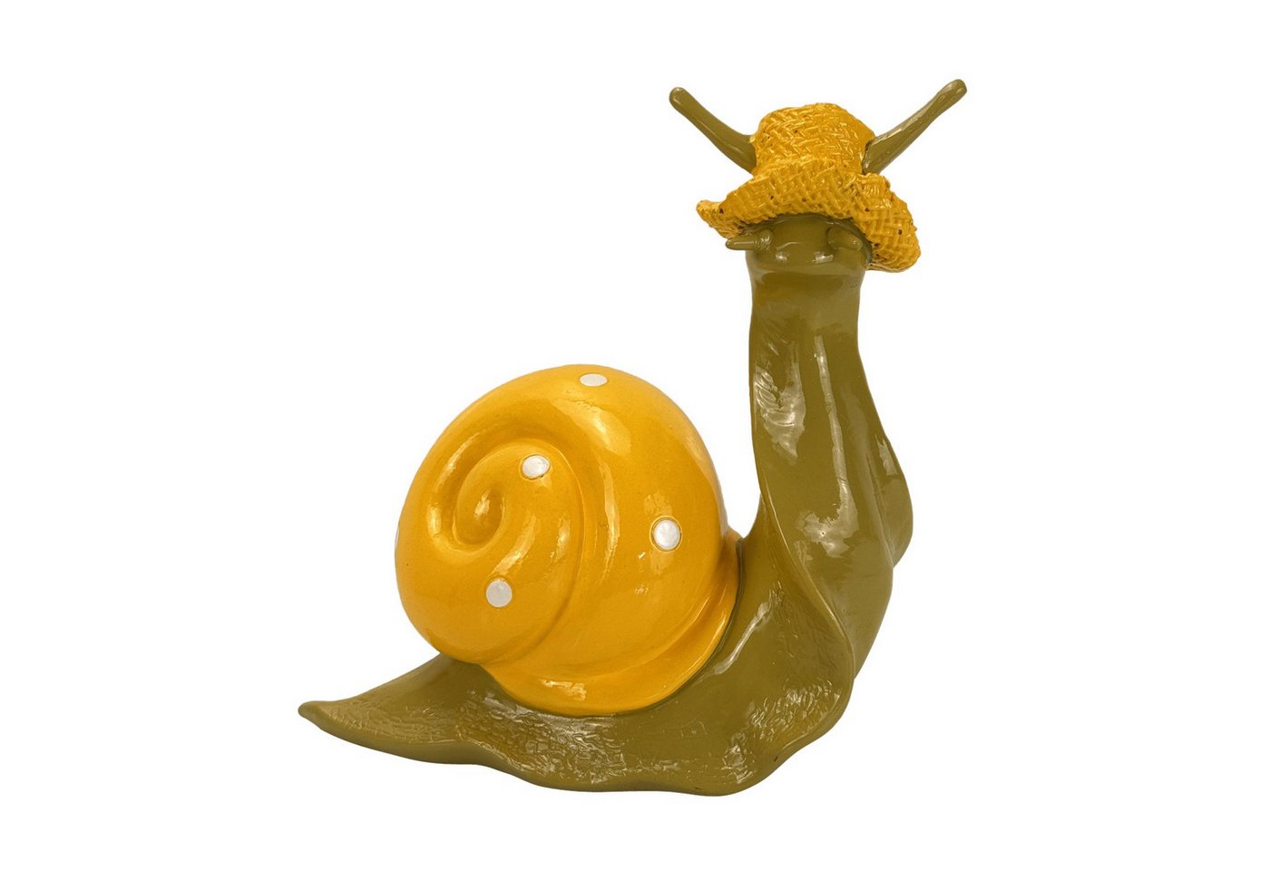Online-Fuchs Gartenfigur süße Schnecke mit Hut für außen - Deko Figuren für Garten, (mit Schneckenhäuschen und Strohhut, in 3 Farben erhältlich), aus langlebigem Kunstharz gefertigt, wetterfest - 21 cm groß Bild 4