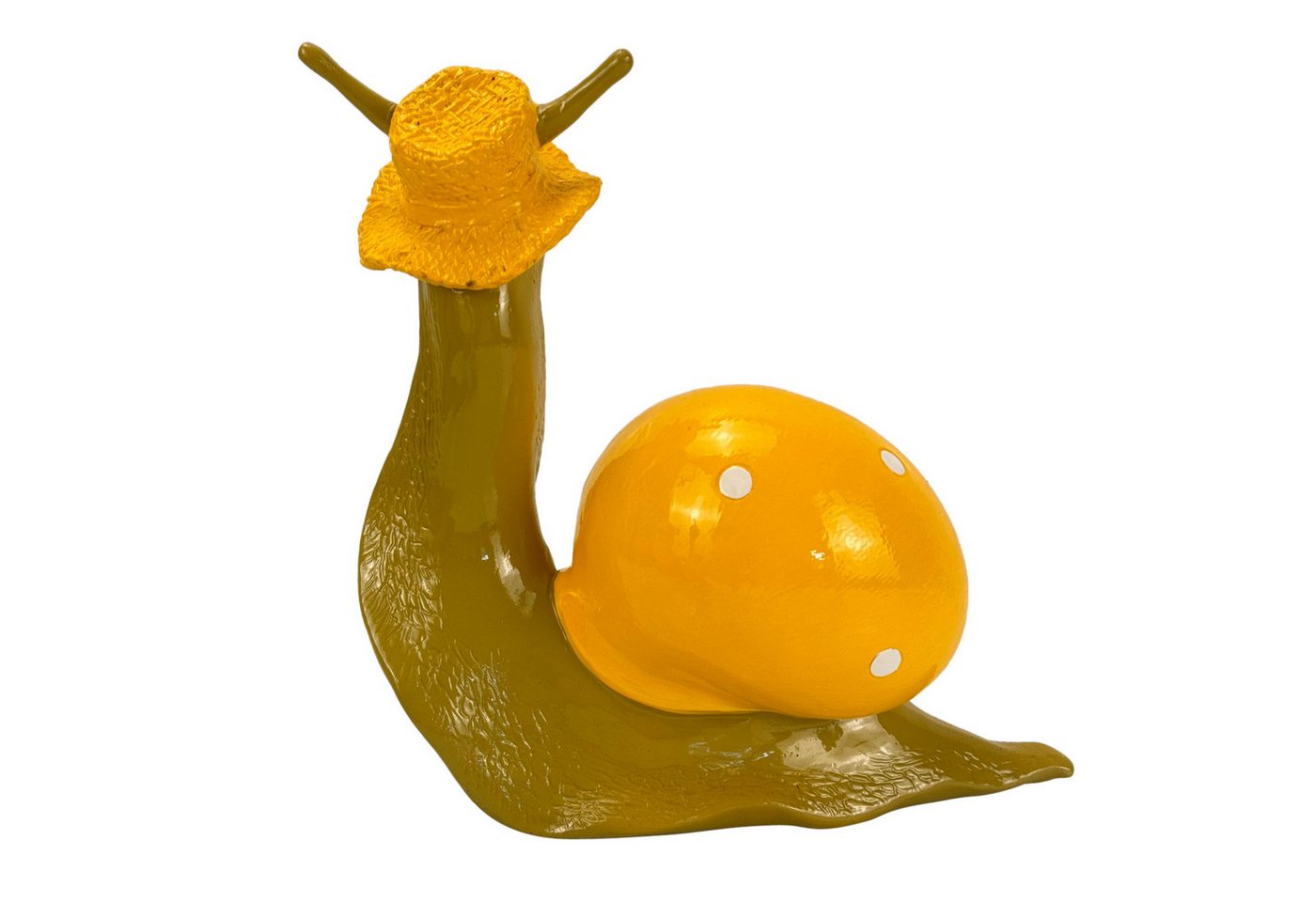 Online-Fuchs Gartenfigur süße Schnecke mit Hut für außen - Deko Figuren für Garten, (mit Schneckenhäuschen und Strohhut, in 3 Farben erhältlich), aus langlebigem Kunstharz gefertigt, wetterfest - 21 cm groß Bild 5