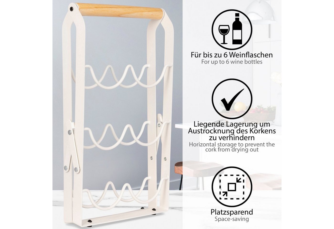 ONVAYA Weinregal Weinregal aus Metall, Weinständer schmal, Flaschenregal Bild 3