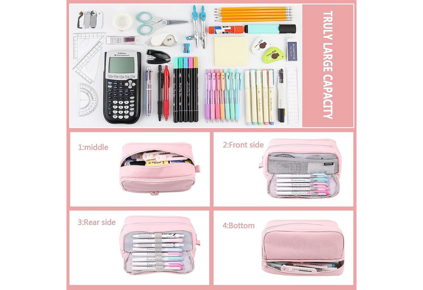 FELIXLEO Federmäppchen Federmäppchen Große Kapazität 4 Fächer Etui Schule Büro Bild 3