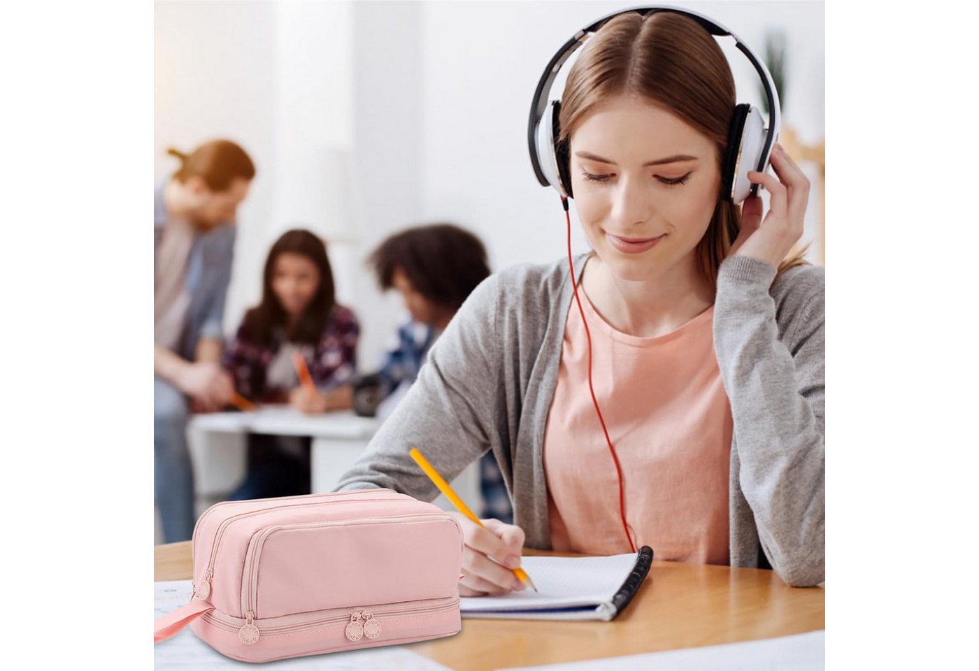 FELIXLEO Federmäppchen Federmäppchen Große Kapazität 4 Fächer Etui Schule Büro Bild 5