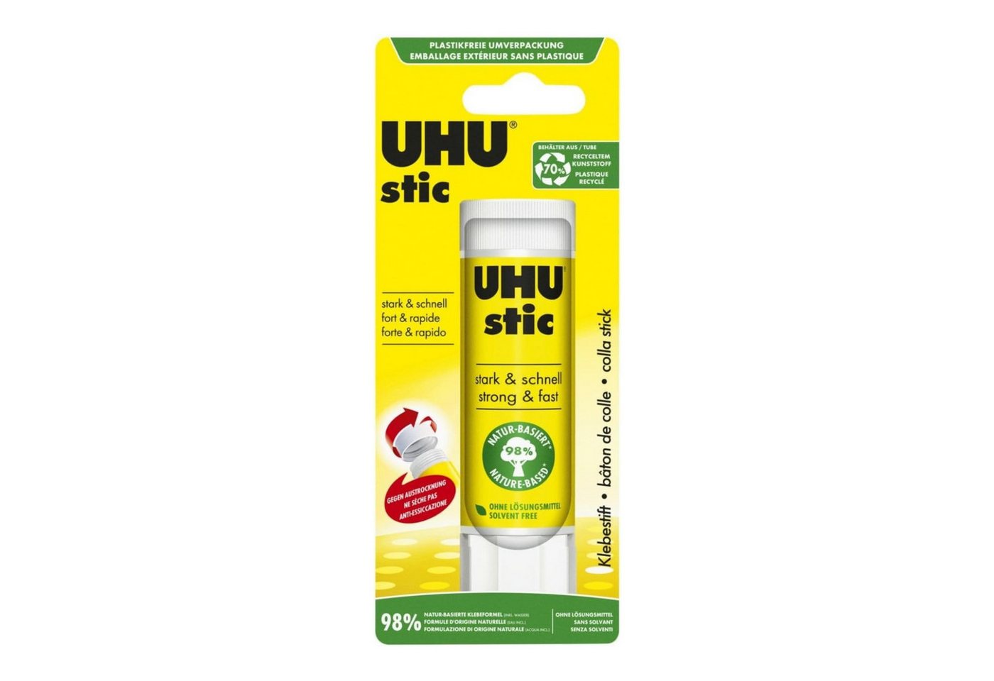 UHU Klebestift Klebestift stic, ohne Lösungsmittel, Stiftform mit 8,2 g UHU 60, (3-tlg)