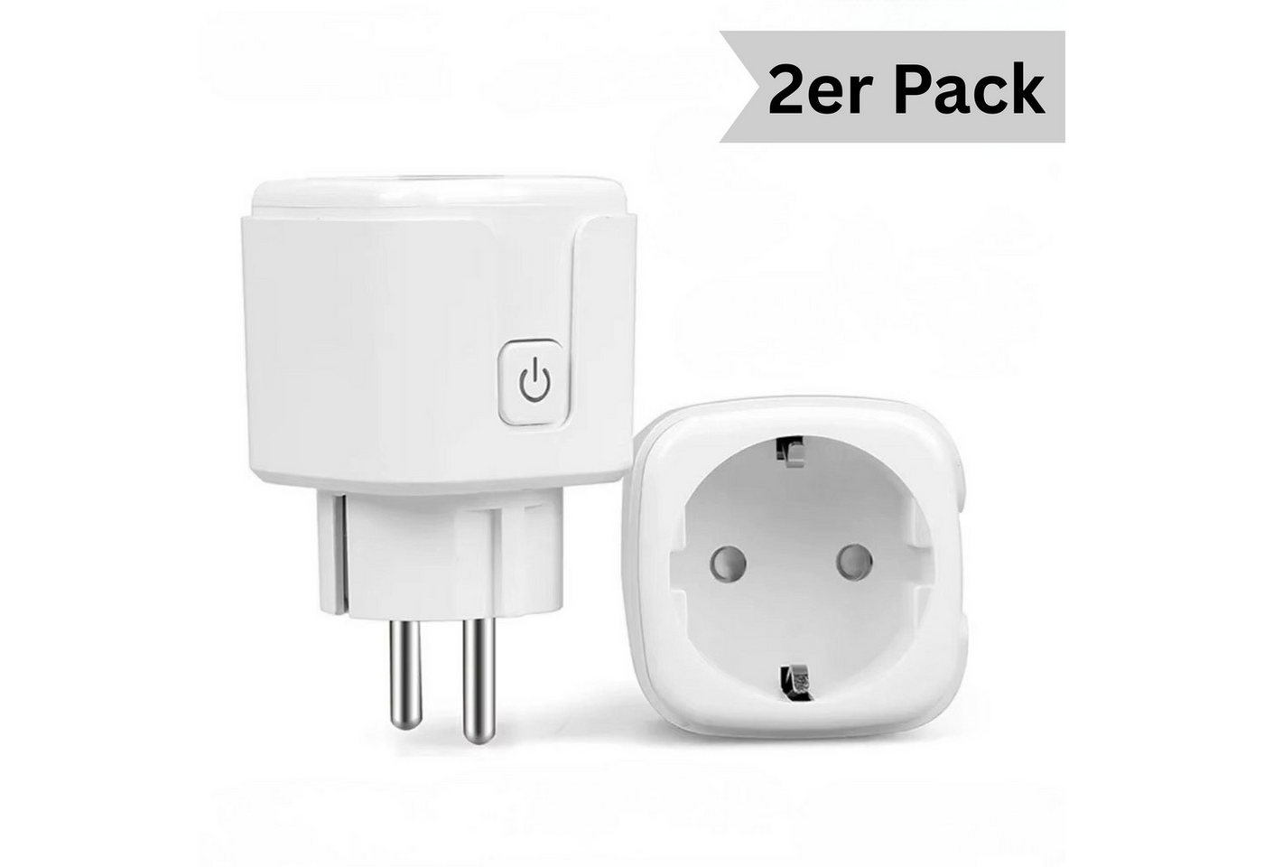 Tuya WLAN-Steckdose 2er-Pack Intelligente WLAN-Steckdose (20A) Bluetooth Dual-Mode, max. 4600 W, Hohe Netzwerksicherheit, schnelle Erstverbindung