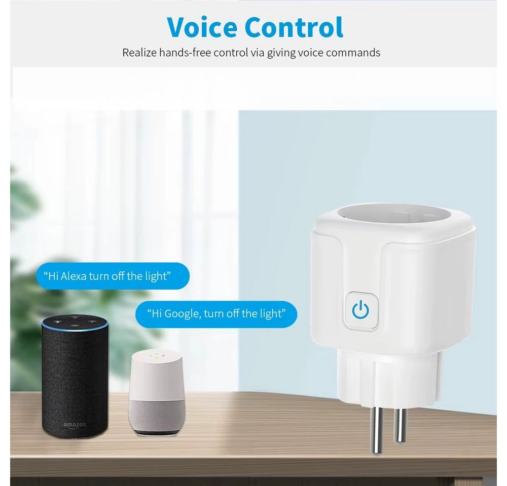 Tuya WLAN-Steckdose 2er-Pack Intelligente WLAN-Steckdose (20A) Bluetooth Dual-Mode, max. 4600 W, Hohe Netzwerksicherheit, schnelle Erstverbindung Bild 2