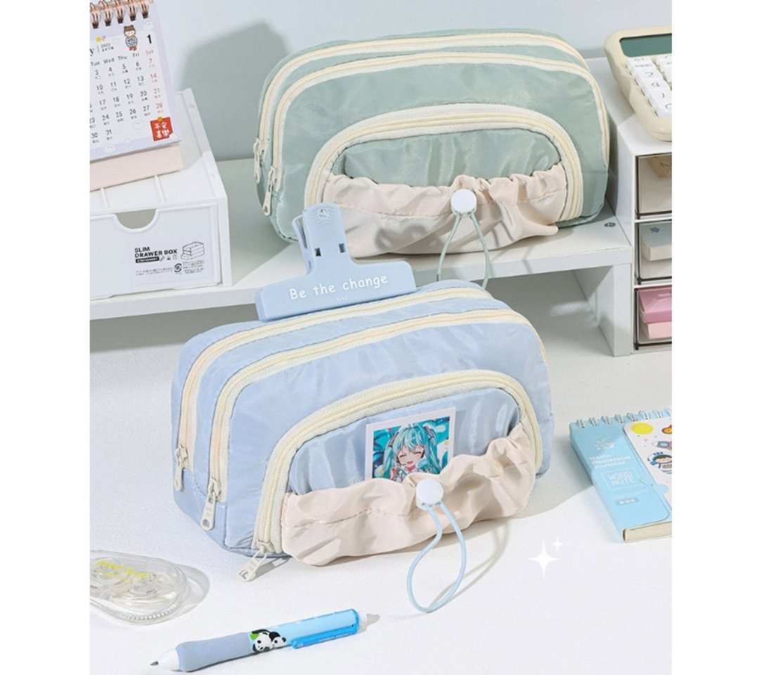 Diwzbyn Federmäppchen Mäppchen Federmappe groß mit 3 Fächern Federtasche, (Mädchen Jungen Teenager Pencil Case Schlamppermäppchen), für Schule Büro