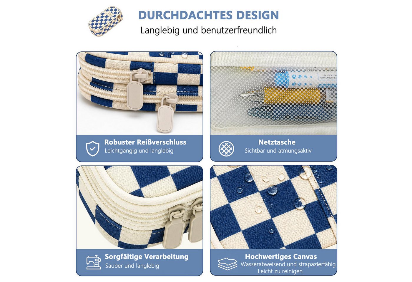 nsihing Federmäppchen ästhetisches Federmäppchen mit großem Fassungsvermögen und, robustem Reißverschluss, Schreibwarenetui für Damen und Herren