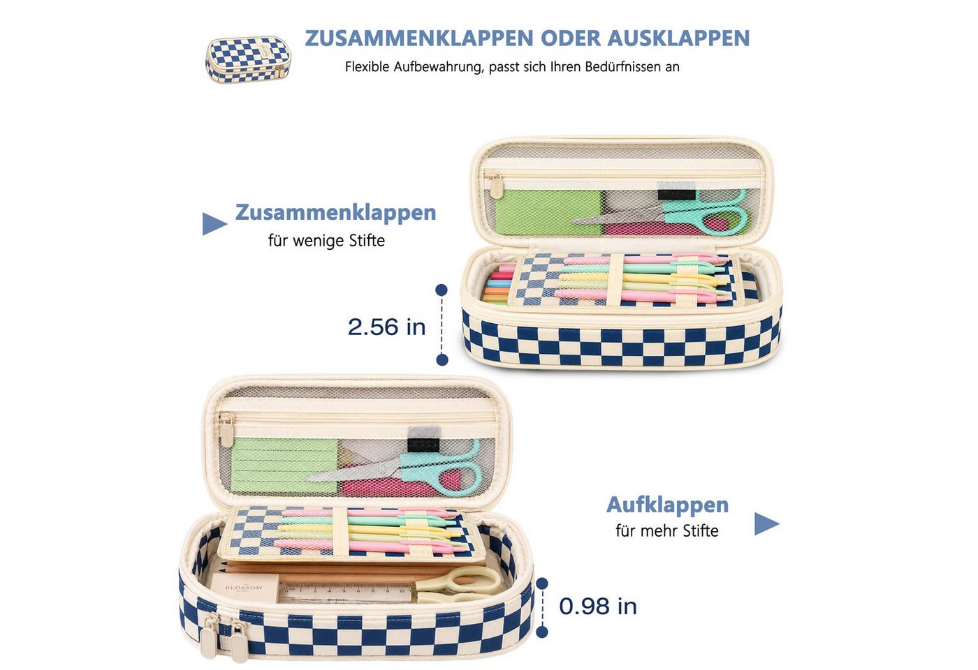 nsihing Federmäppchen ästhetisches Federmäppchen mit großem Fassungsvermögen und, robustem Reißverschluss, Schreibwarenetui für Damen und Herren Bild 2