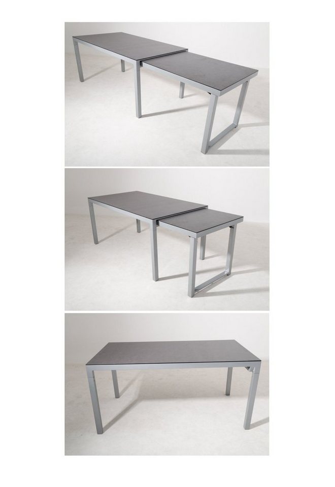 Gardissimo Gartentisch "Faro Silber", 160/260 x 90 cm mit Keramik Tischplatte (Spar-Set, 1 Tisch), ausziehbar, Keramikplatte, wetterfest Bild 3