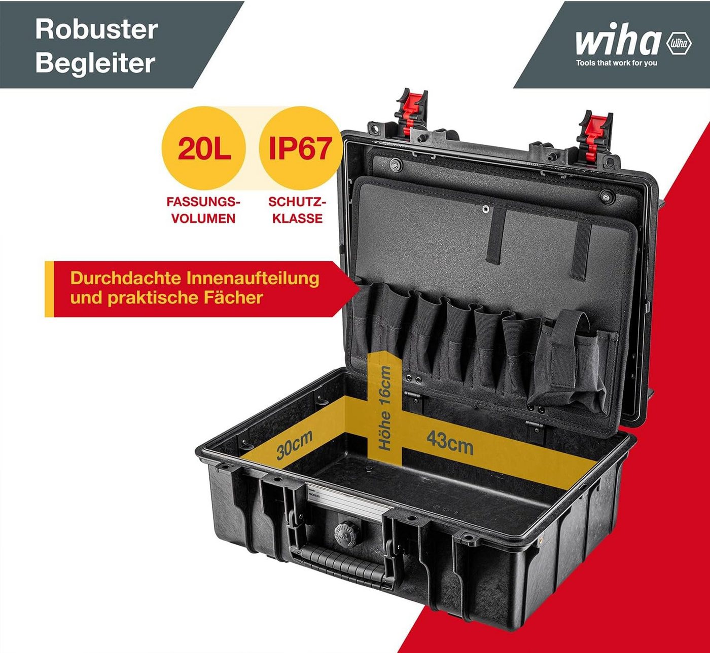 Wiha Werkzeugkoffer Lehrlingskoffer (45742), inkl. Spannungsprüfer, für Elektro-Installation 39-teilig VDE Bild 2