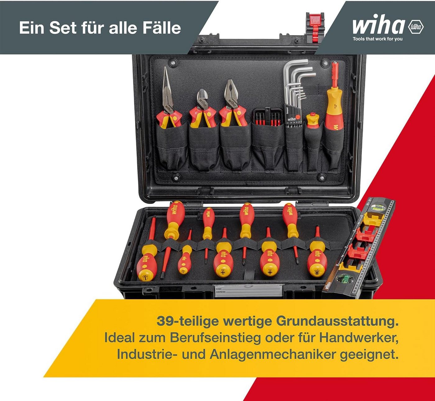 Wiha Werkzeugkoffer Lehrlingskoffer (45742), inkl. Spannungsprüfer, für Elektro-Installation 39-teilig VDE Bild 5