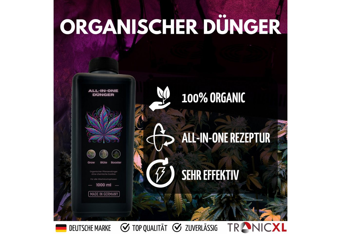 TronicXL Spezialdünger 3L Grow Dünger Cannabis Wachstumsphase Blütephase Indoor Outdoor, Flüssigdünger, Konzentrat Bild 4