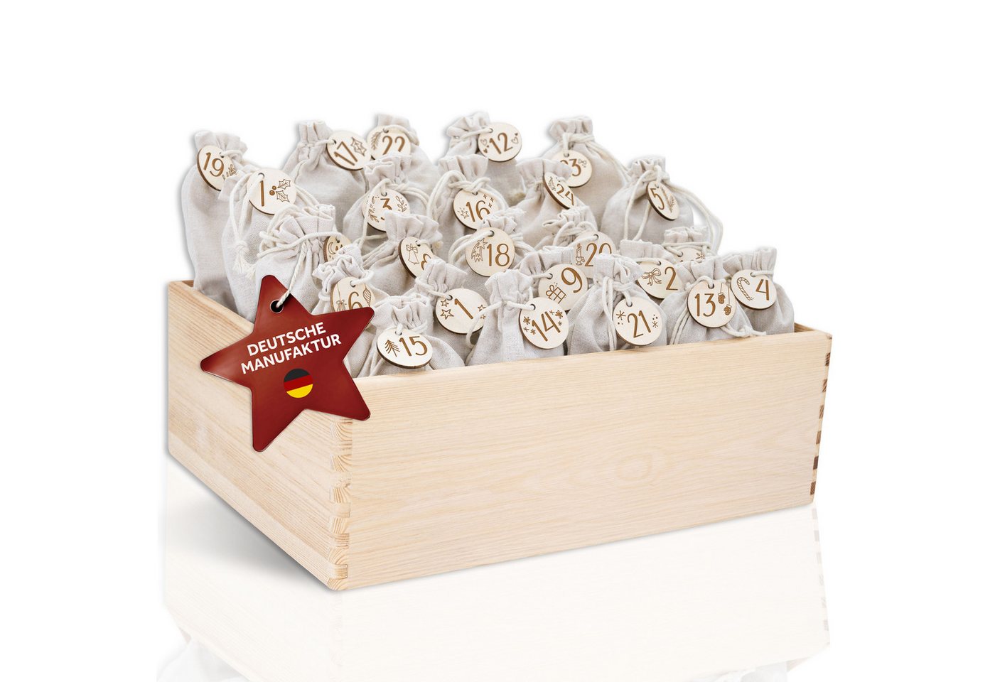 Amari befüllbarer Adventskalender AMARI ® Adventskalender zum Befüllen - Wandkalender mit 24 Fächern