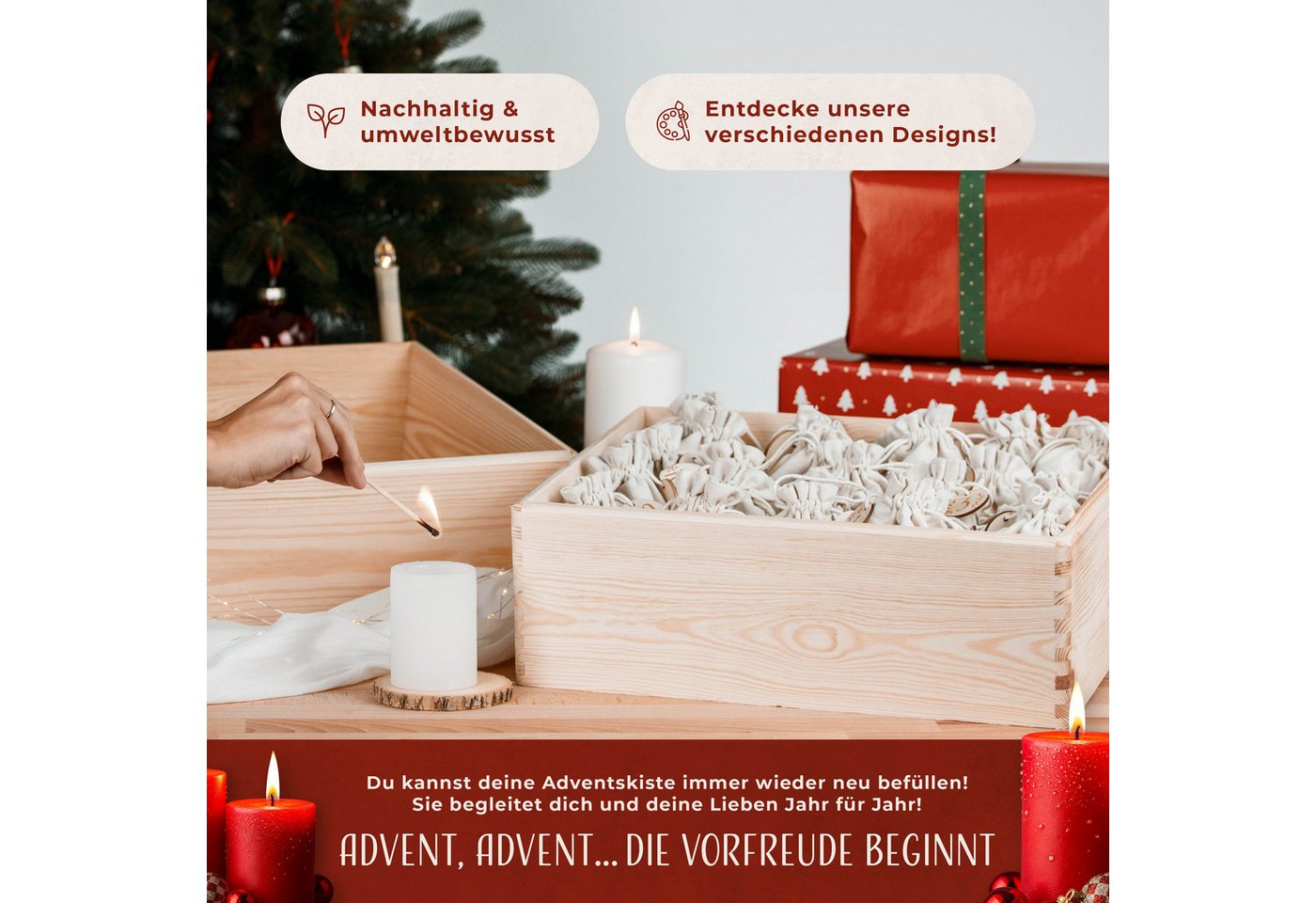 Amari befüllbarer Adventskalender AMARI ® Adventskalender zum Befüllen - Wandkalender mit 24 Fächern Bild 5