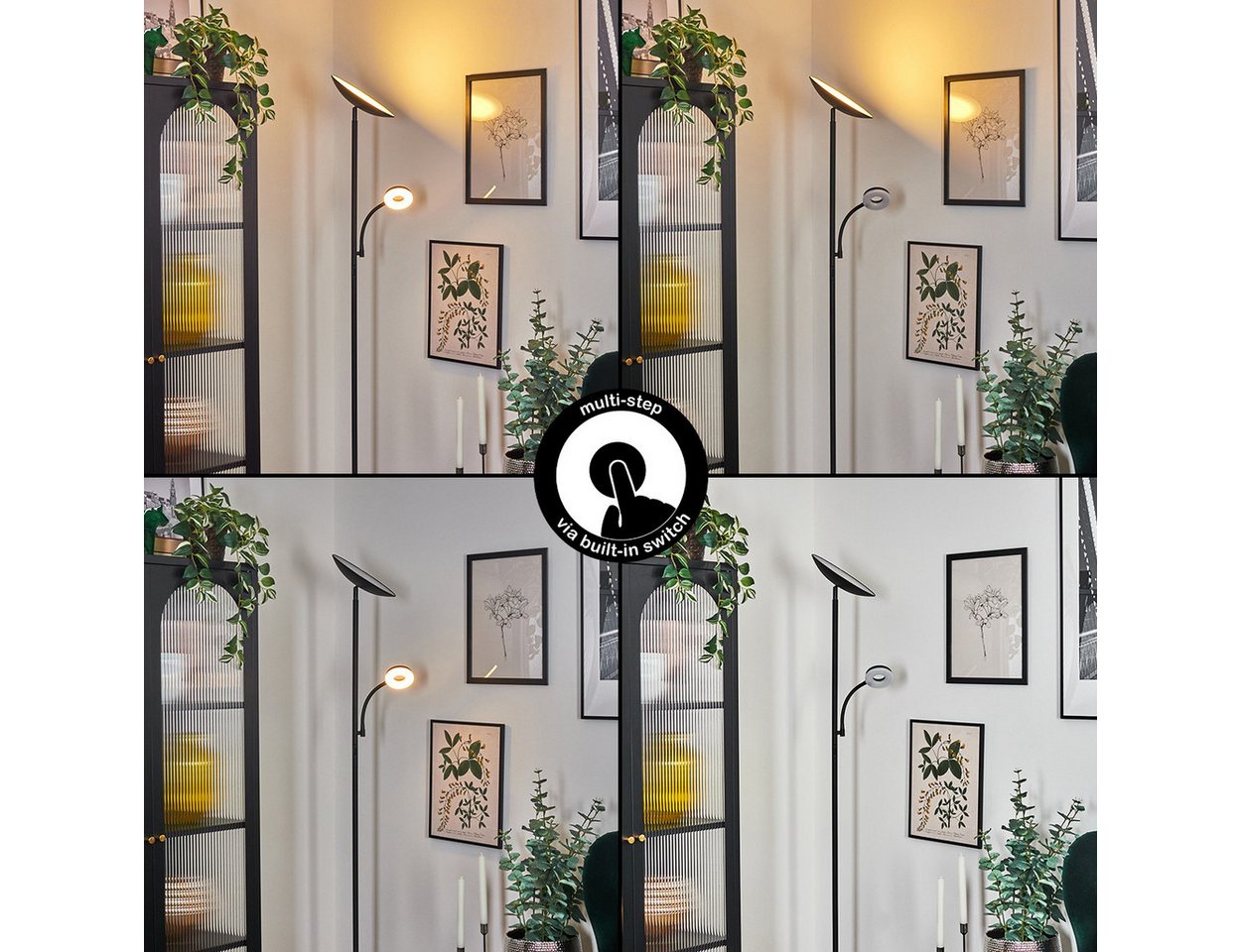 hofstein Stehlampe dimmbare Stehlampe aus Metall/Kunststoff in Schwarz/Weiß, ohne Leuchtmittel, verstellbar, im modernen Design, Touchdimmer, CCT, 187,5 cm