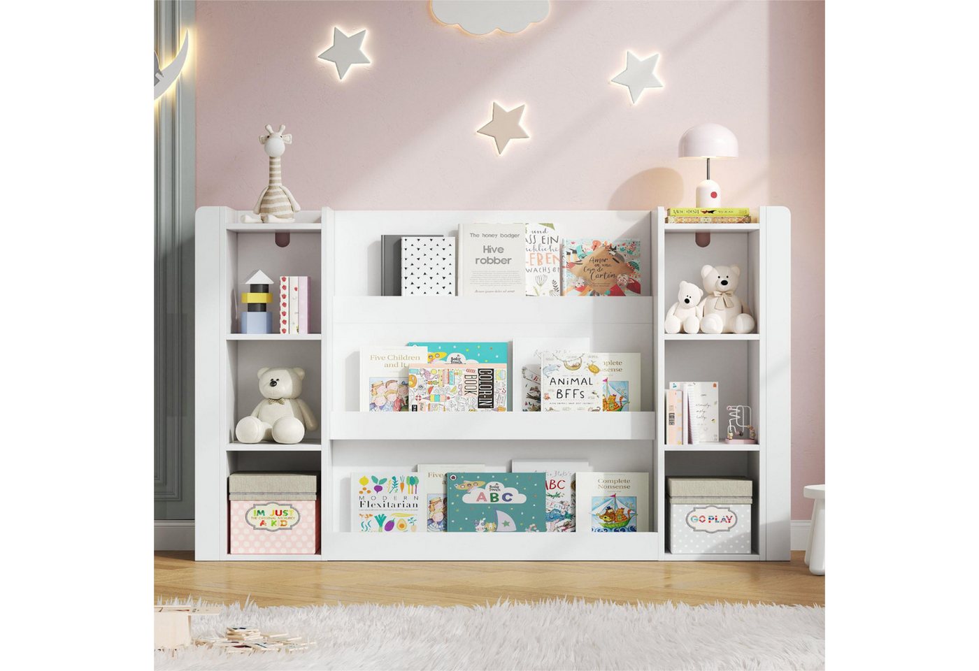 Flieks Bücherregal, 1-tlg., Spielzeugregal Bilderbuchregal Kinderregal Standregal Weiß