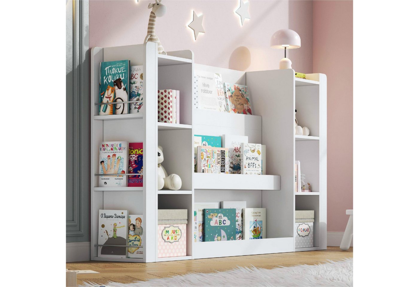 Flieks Bücherregal, 1-tlg., Spielzeugregal Bilderbuchregal Kinderregal Standregal Weiß Bild 2