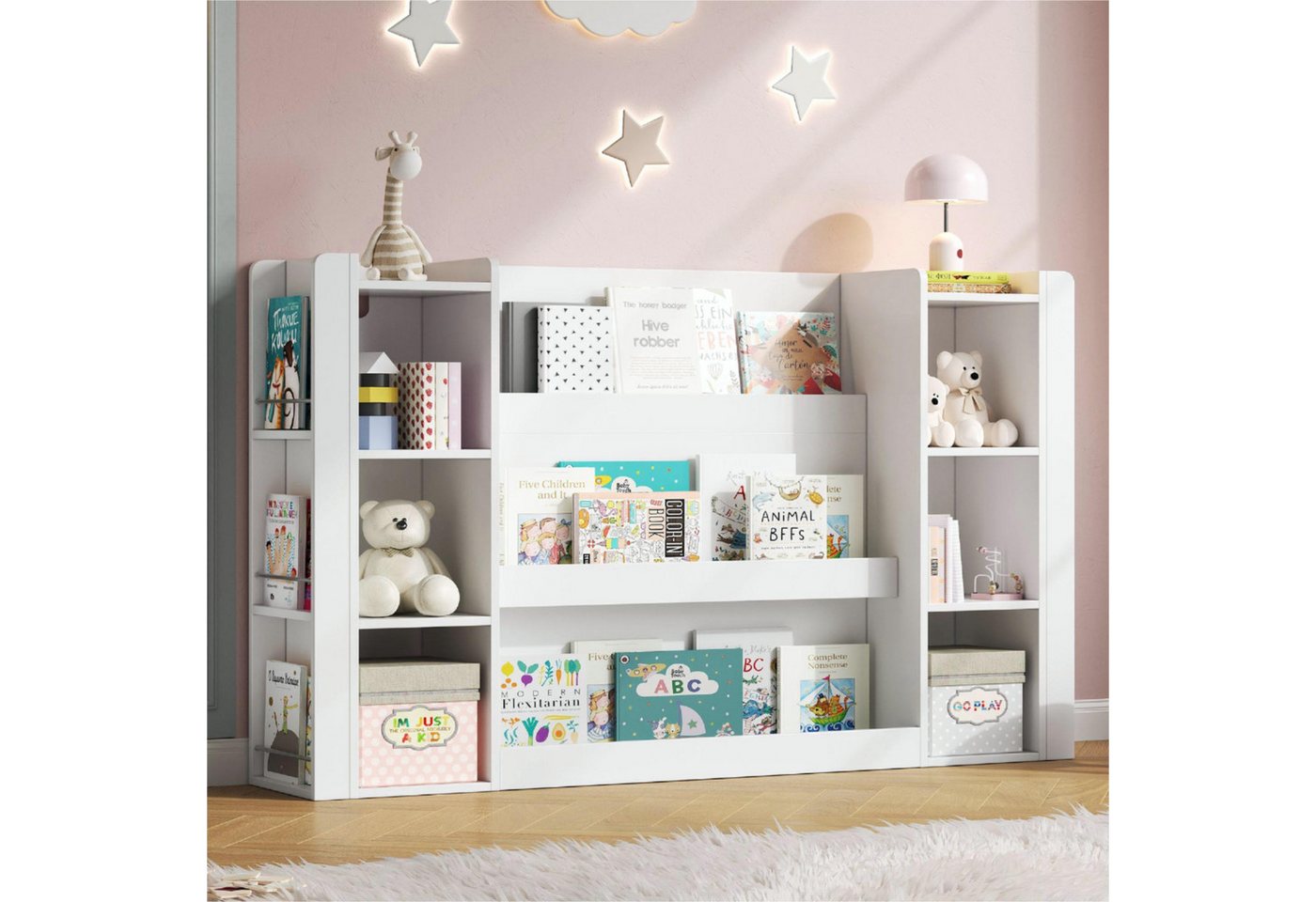 Flieks Bücherregal, 1-tlg., Spielzeugregal Bilderbuchregal Kinderregal Standregal Weiß Bild 3