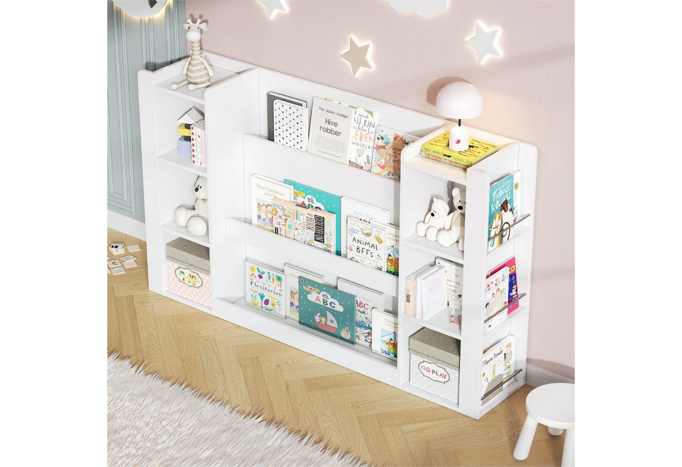 Flieks Bücherregal, 1-tlg., Spielzeugregal Bilderbuchregal Kinderregal Standregal Weiß Bild 5