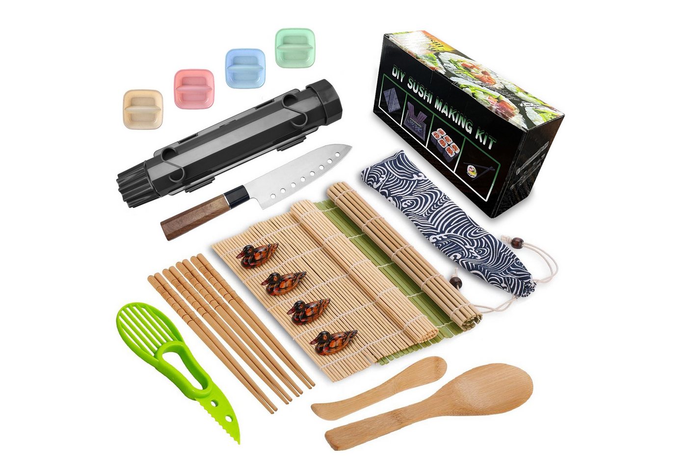 Kityhome Sushi-Roller Sushi-Set für Anfänger 20-teilig – komplett mit Zubehör, (Set 20-tlg), Inkl. Sushi-Bazooka, Messer & Bambusmatten,DIY Sushi-Set, Bild 2