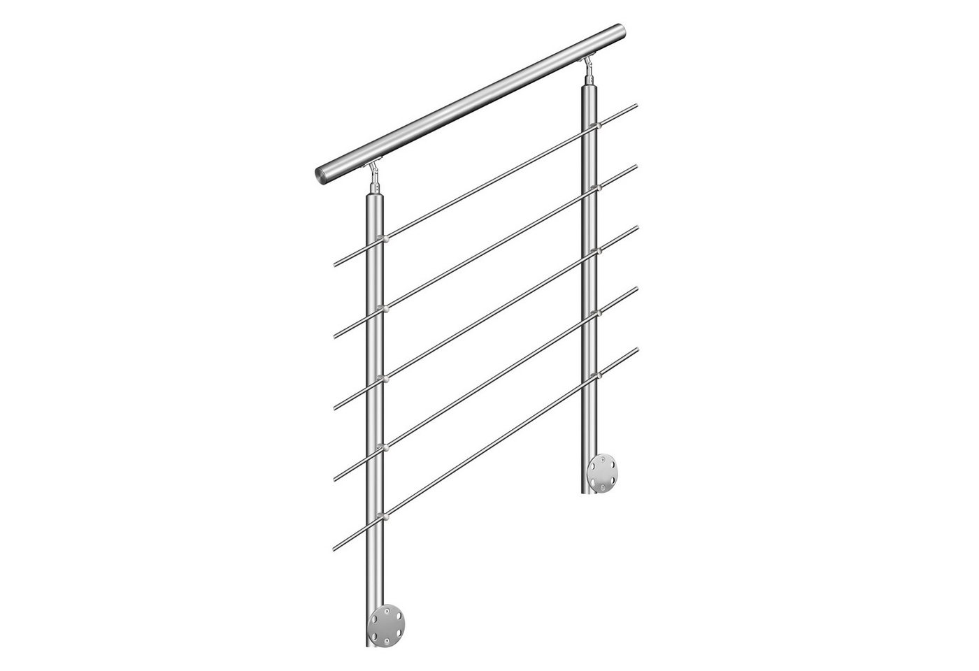 AICA Treppengeländer Geländer-Set aus Edelstahl 304 Seitenmontage Verlängerbar L 100-240 cm, 100 cm Länge, Packung, 5-tlg., V2A, höhen- und winkelverstellbar, wahlweise mit 3 oder 5 Querstreben Bild 4