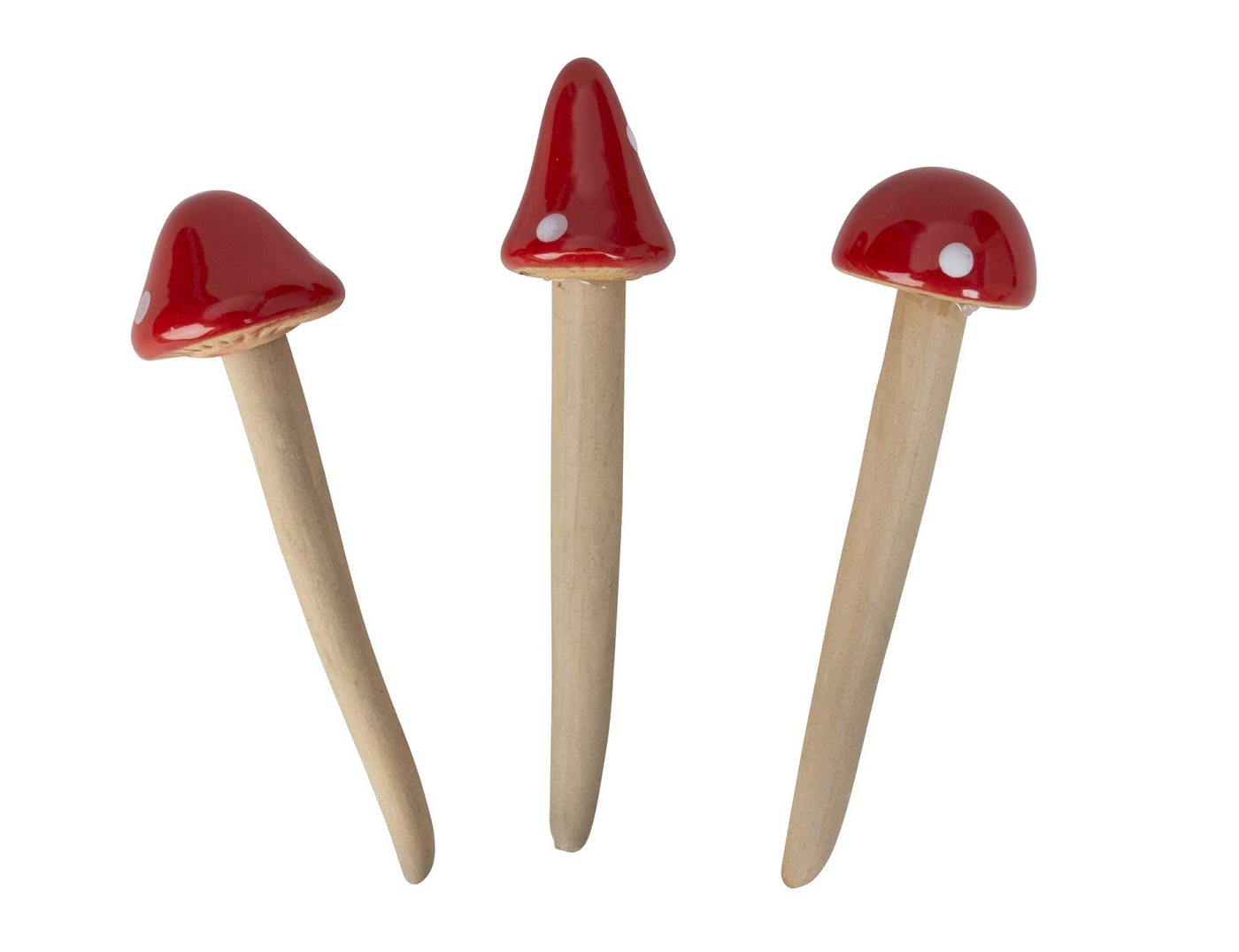 XiRRiX Gartenstecker Pilze aus Keramik 3er Set Gartendeko (Beet Stecker, Pilzfiguren) Fliegenpilz Herbstdeko