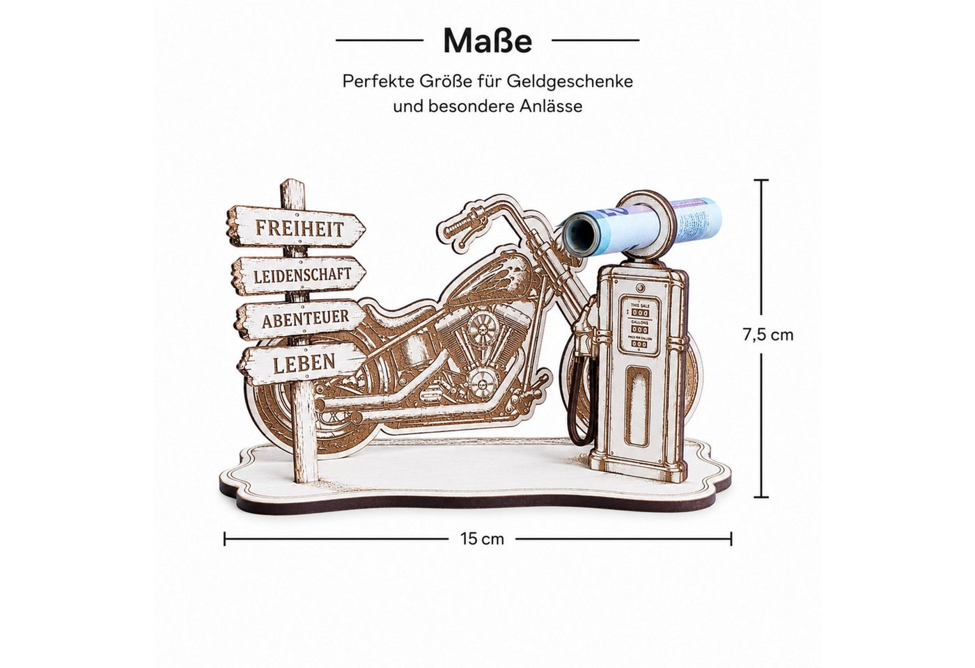 Dekolando Geschenkkarte Geldgeschenk Motorrad Biker Geschenk Tankgutschein 15 x 7,5 cm Bild 4