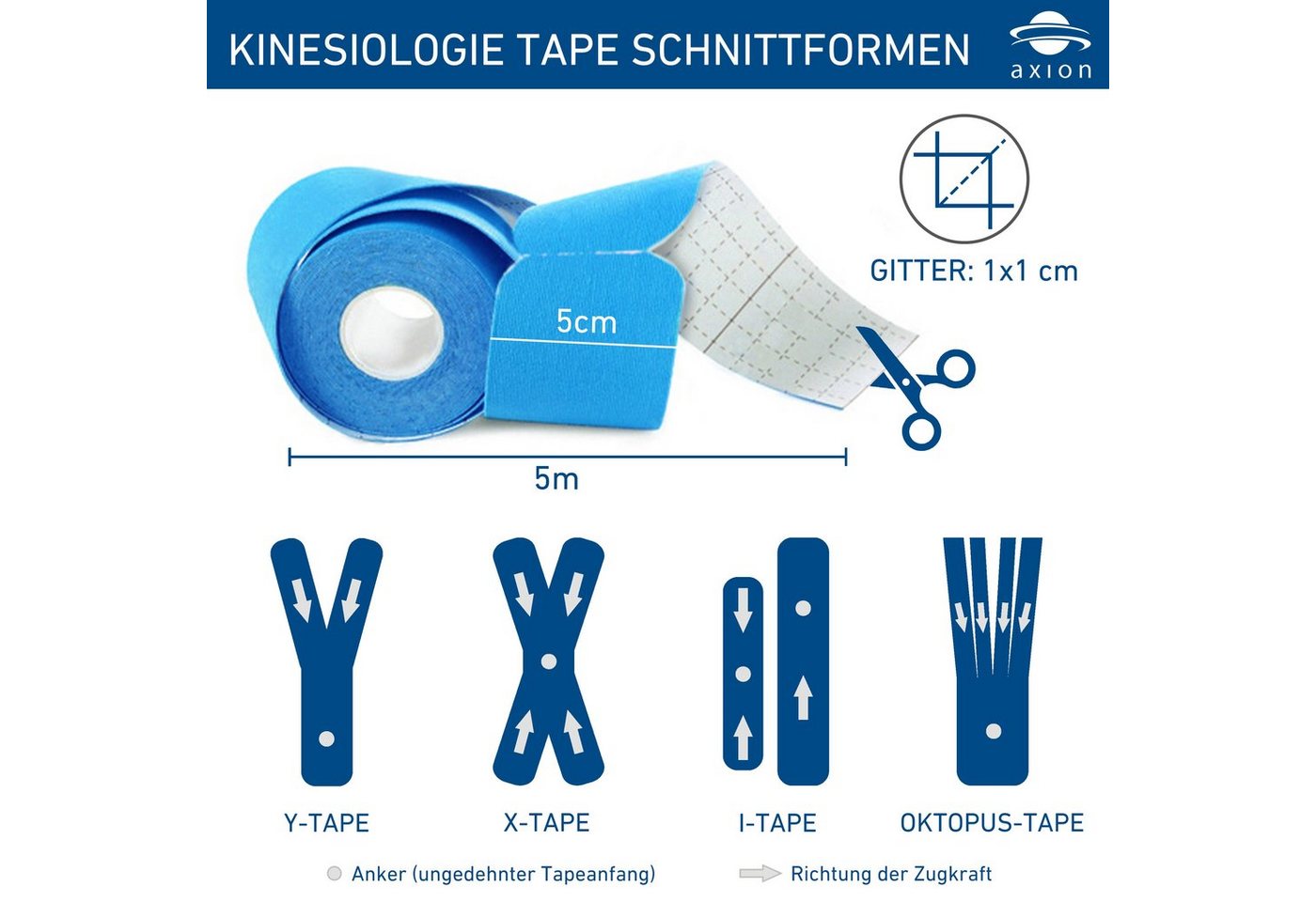 Axion Kinesiologie-Tape PRECUT, 20 vorgeschnittene Sport Tapes 25 x 5 cm - in rot (1-St) MEDIZINPRODUKT • hautfreundlich • elastisch Bild 2