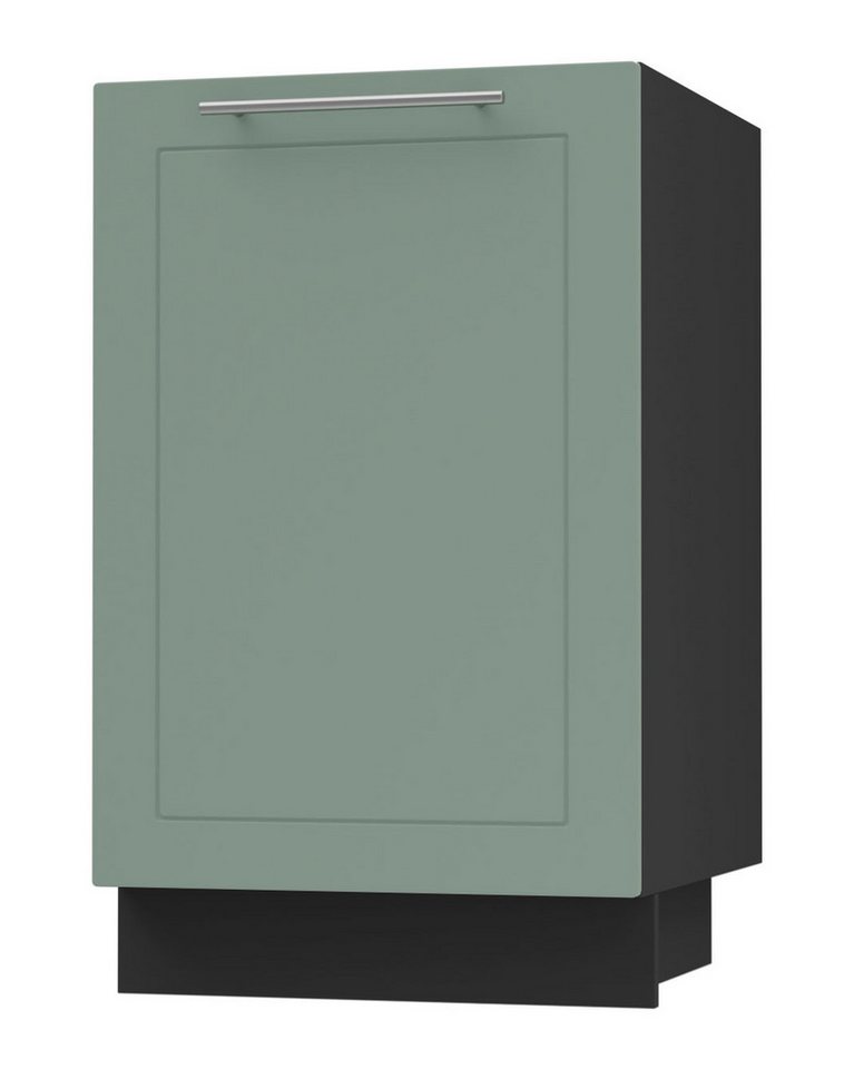 Feldmann-Wohnen Unterschrank Kvantum (1-türig, innen 1 Einlegeboden, Türanschlag wechselbar, Soft-Close, 1-St., Fronten mit dekorativen Fräsungen und leicht abgerundeten Ecken) 50x50x82cm schwarz - mint (Q-D1D/50) Bild 3