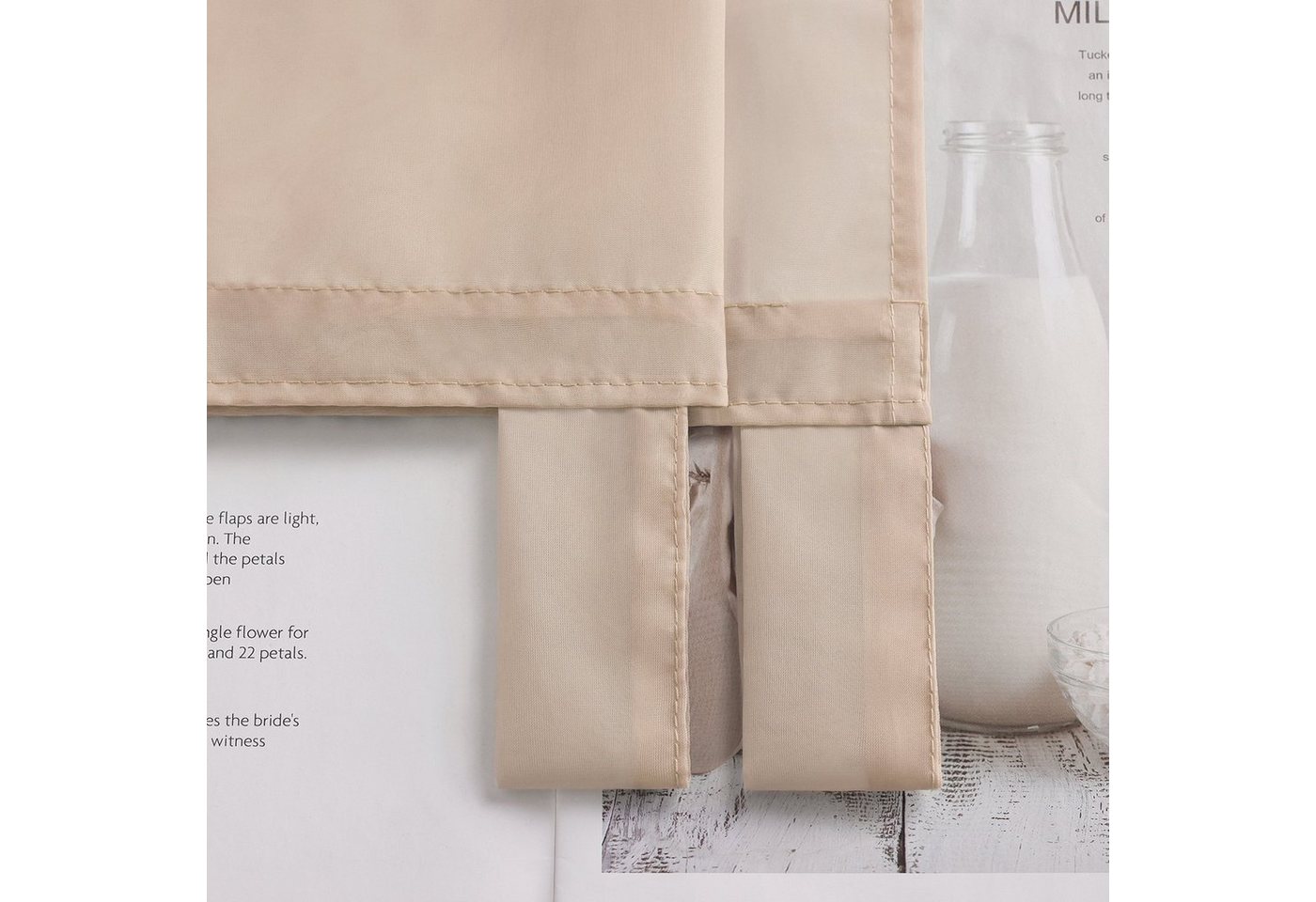 Joyswahl Raffrollo mit Bändern, luftiges Fensterrollo, in vielen Farben zur Auswahl, mit Schlaufen, Bändchen am Saum, Uni Vorhänge Modern Voile, Küche Bild 5