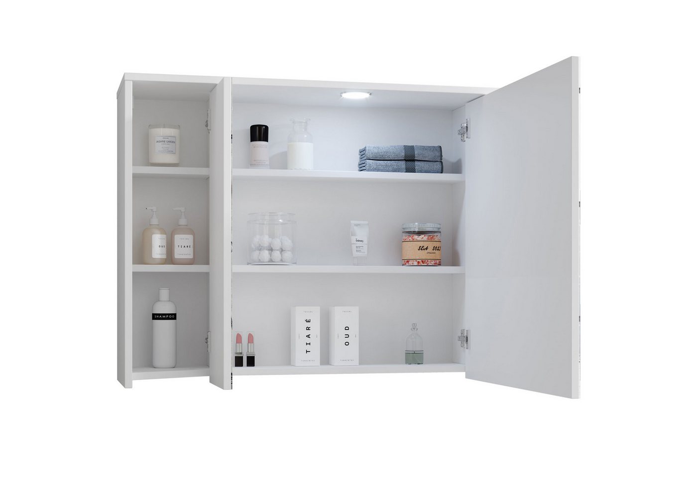 Bega Consult Badezimmerspiegelschrank Bad Spiegelschrank Three weiß mit Steckdose und Beleuchtung Bild 3