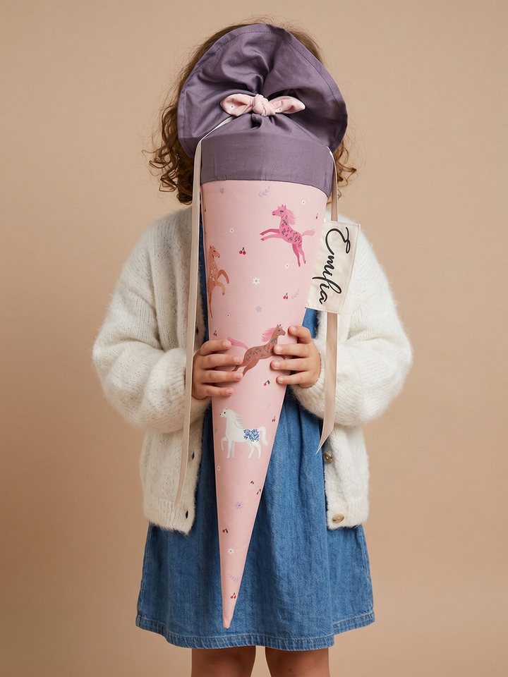 coopz Schultüte Pferd 70 cm mit Haarschleife Textil Handmade- Personalisierung möglich Bild 3