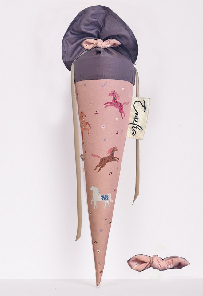 coopz Schultüte Pferd 70 cm mit Haarschleife Textil Handmade- Personalisierung möglich Bild 5