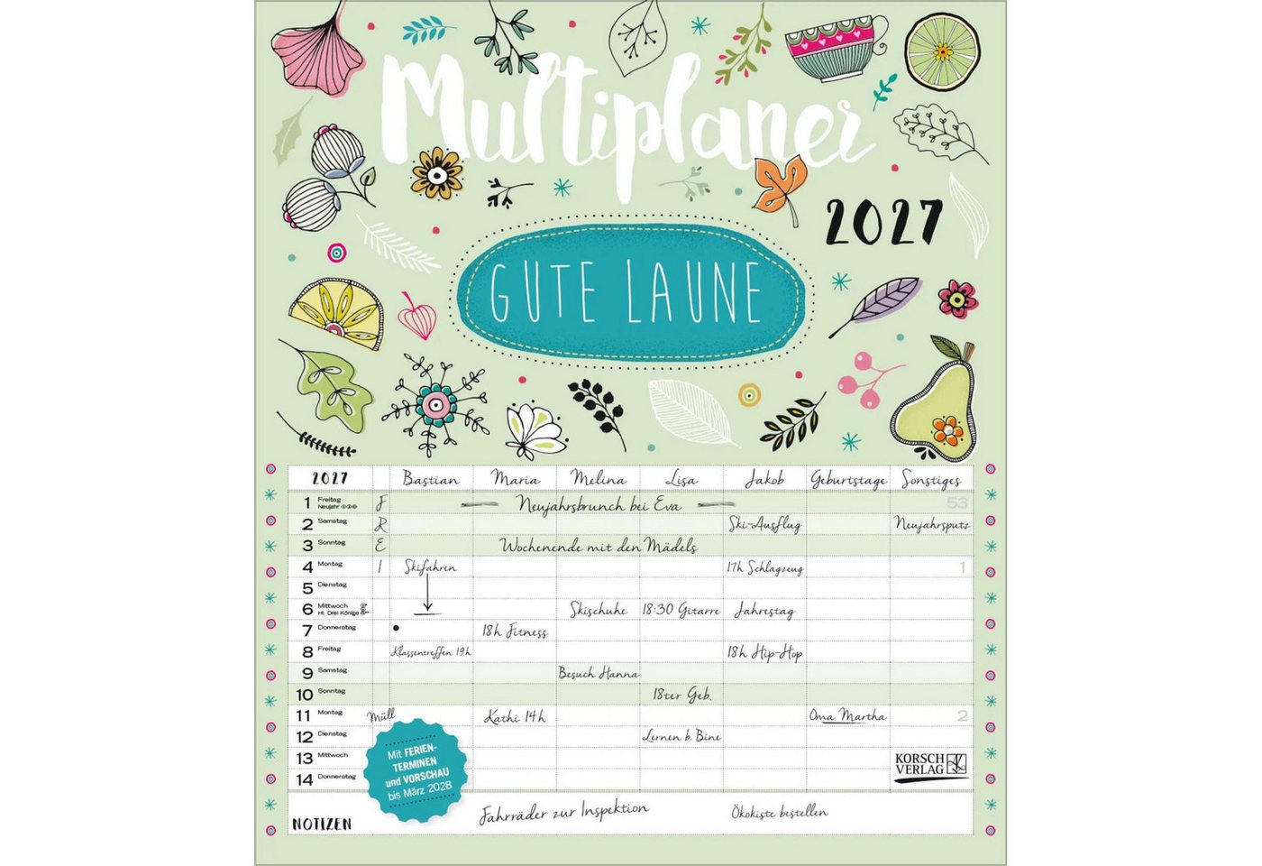 Korsch Verlag Wandkalender Multiplaner - Gute Laune 2027 Bild 3