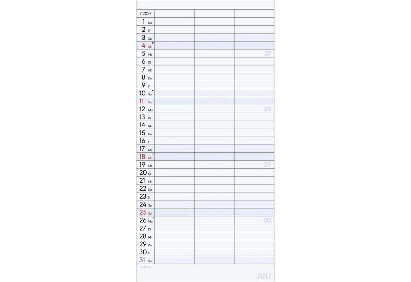 NEUMANN Wandkalender Planer für zwei 2027