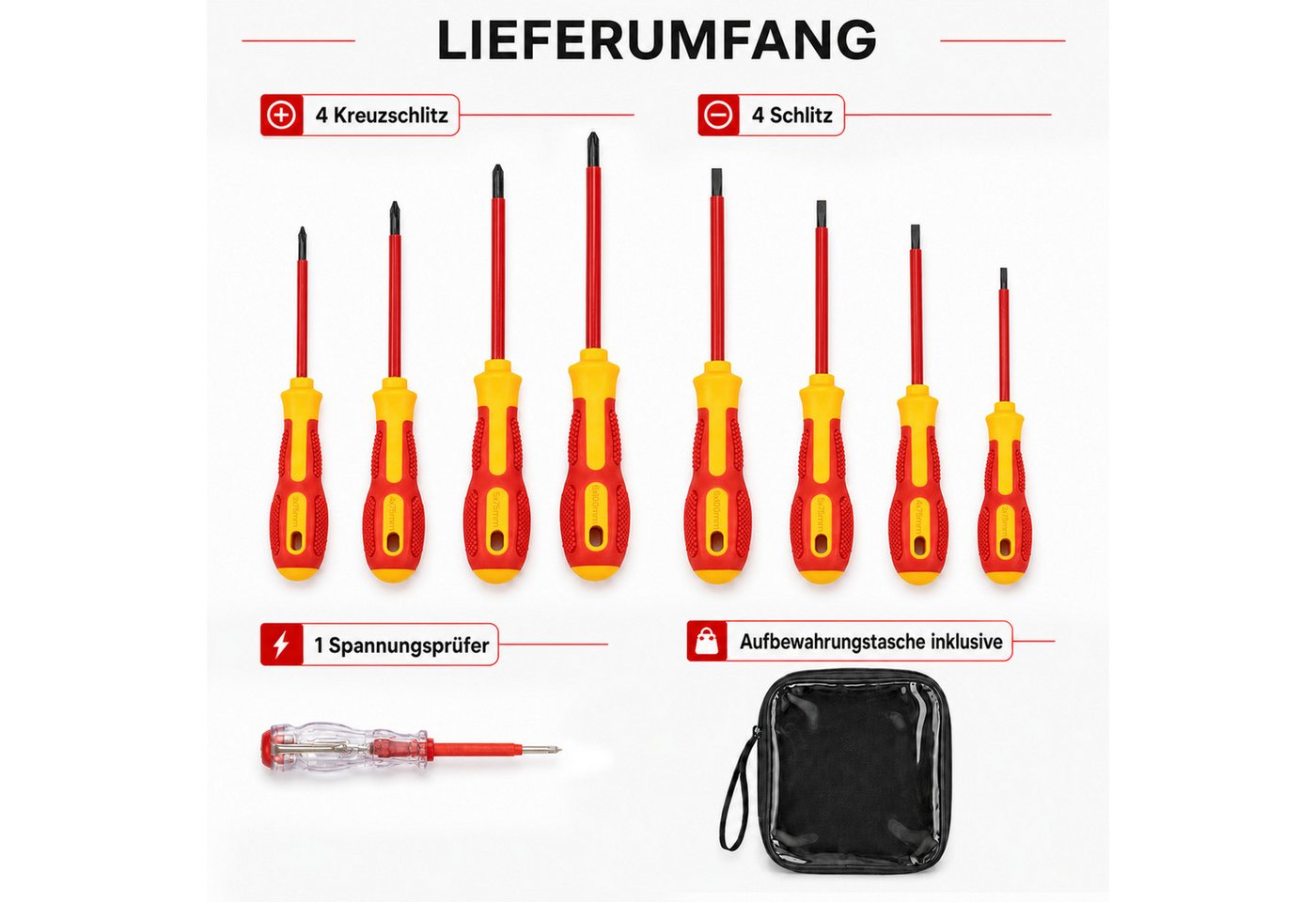 Youyijia Schraubendreher Schraubendreher Set mit Kreuz Schlitz Teststift Aufbewahrungsbeutel Bild 3