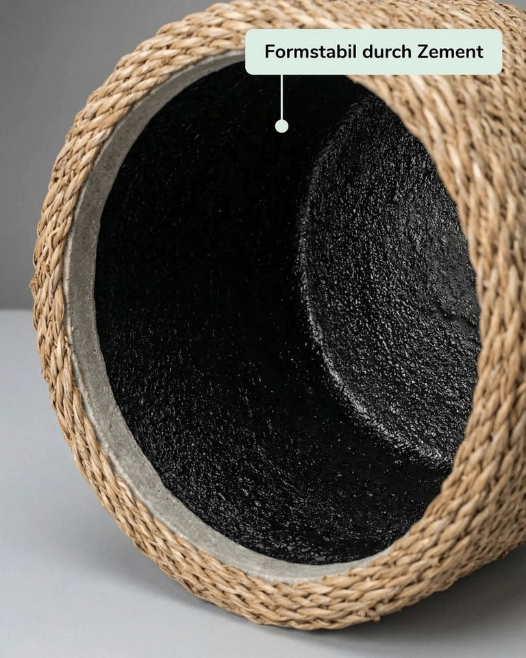 finestgreen Pflanzkübel Ben, Natürlich handgeflochten – feuchtigkeitsableitend, nur für Innen Bild 3