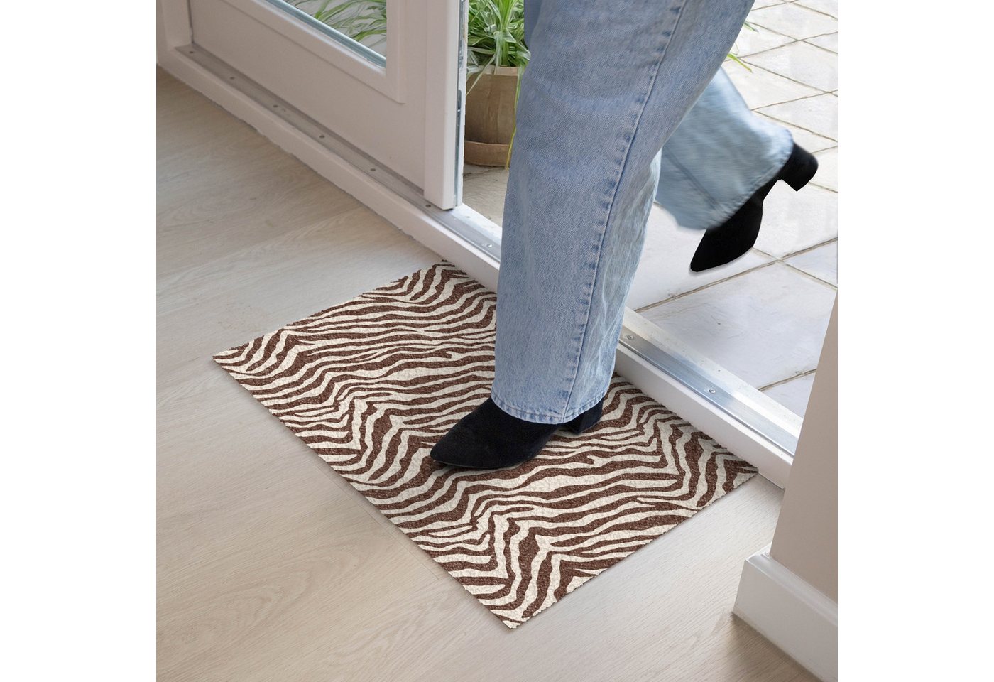 MuchoWow Fußmatte Zebra - Muster - Schwarz - Weiß, Rechteckig, innen Schmutzfangmatte, Tür, Schmutzfänger Flur, Teppich 60x40 cm Bild 5