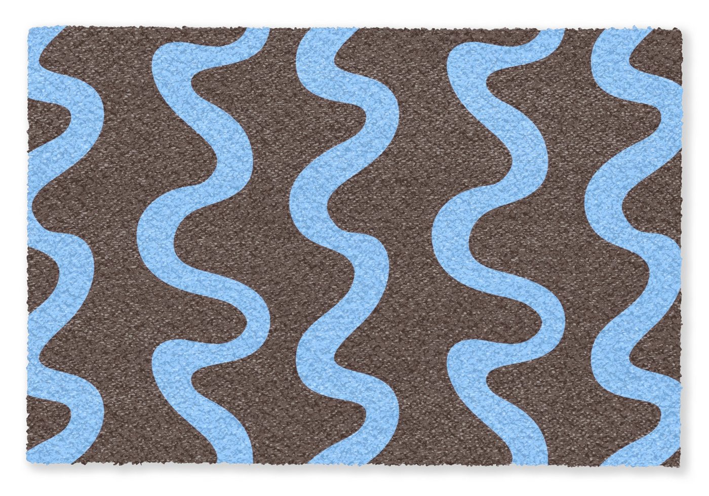 MuchoWow Fußmatte Sich windende Linien - Blau - Braun - Minimalistisch, Rechteckig, innen Schmutzfangmatte, Tür, Schmutzfänger Flur, Teppich 60x40 cm