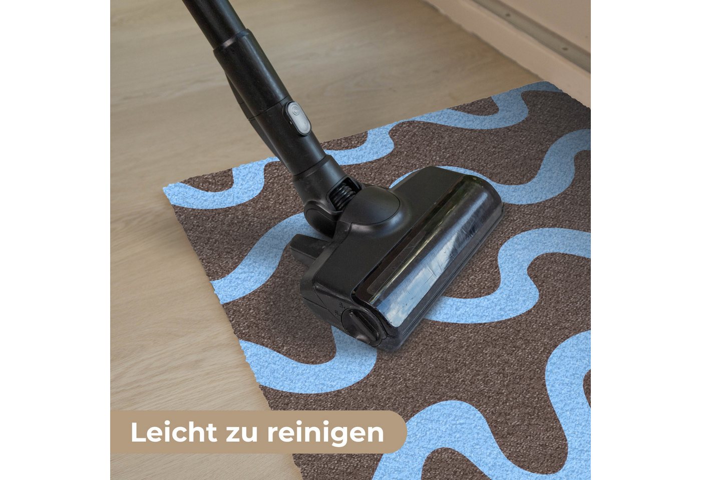MuchoWow Fußmatte Sich windende Linien - Blau - Braun - Minimalistisch, Rechteckig, innen Schmutzfangmatte, Tür, Schmutzfänger Flur, Teppich 60x40 cm Bild 2