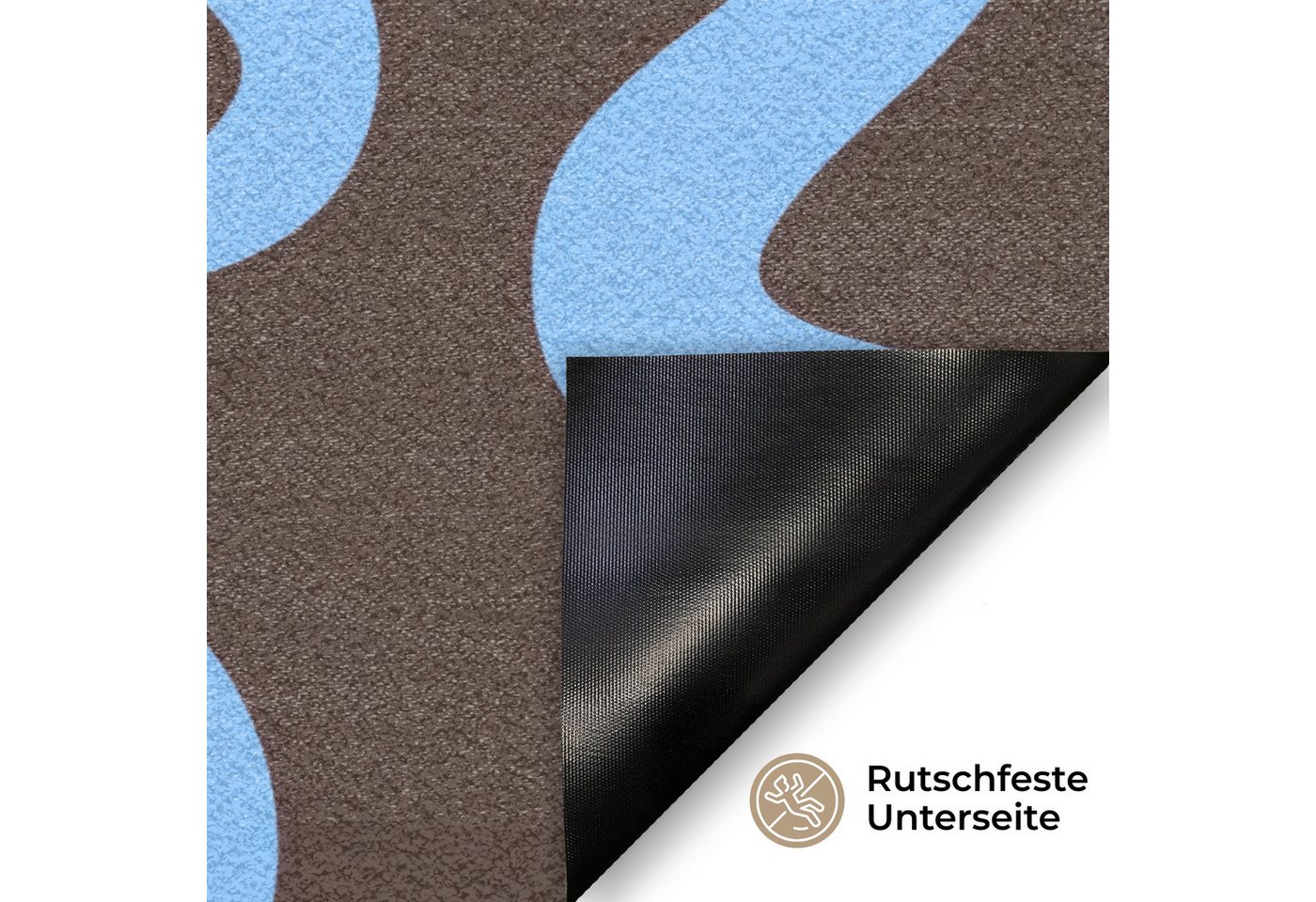 MuchoWow Fußmatte Sich windende Linien - Blau - Braun - Minimalistisch, Rechteckig, innen Schmutzfangmatte, Tür, Schmutzfänger Flur, Teppich 60x40 cm Bild 5