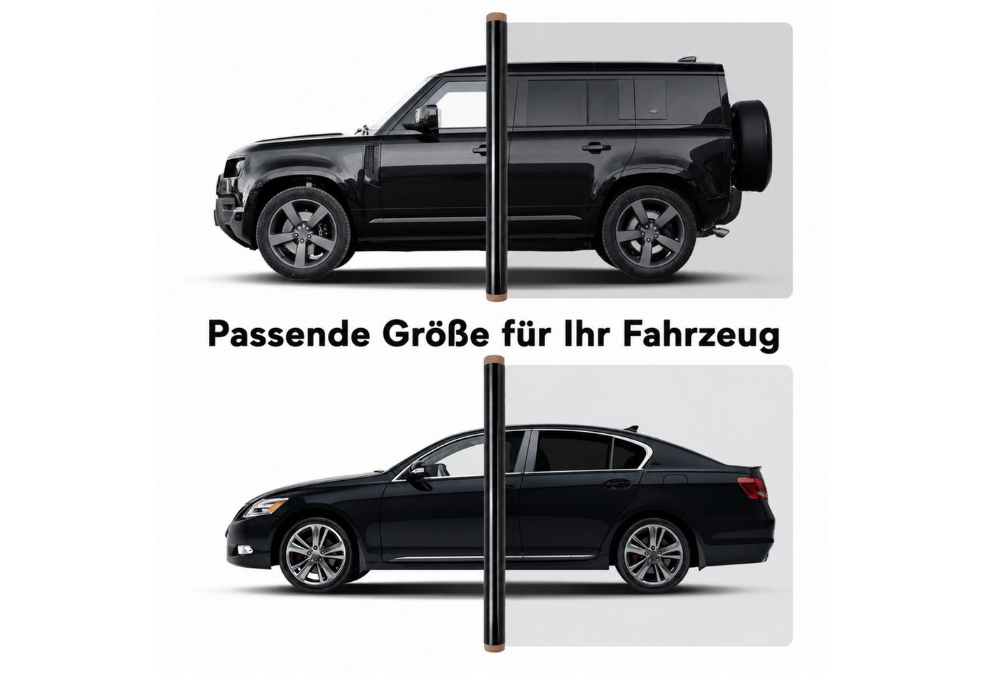 HS.SUPPLY Sonnenschutz-Fensterfolie Auto Tönungsfolie 5–72 % Scheibenfolie UV-Schutz Schwarz zuschneidbar, Glatt, Wählbare Lichtdurchlässigkeit von 5 bis 72 %, Zuschneidbar, Reißfest Bild 4