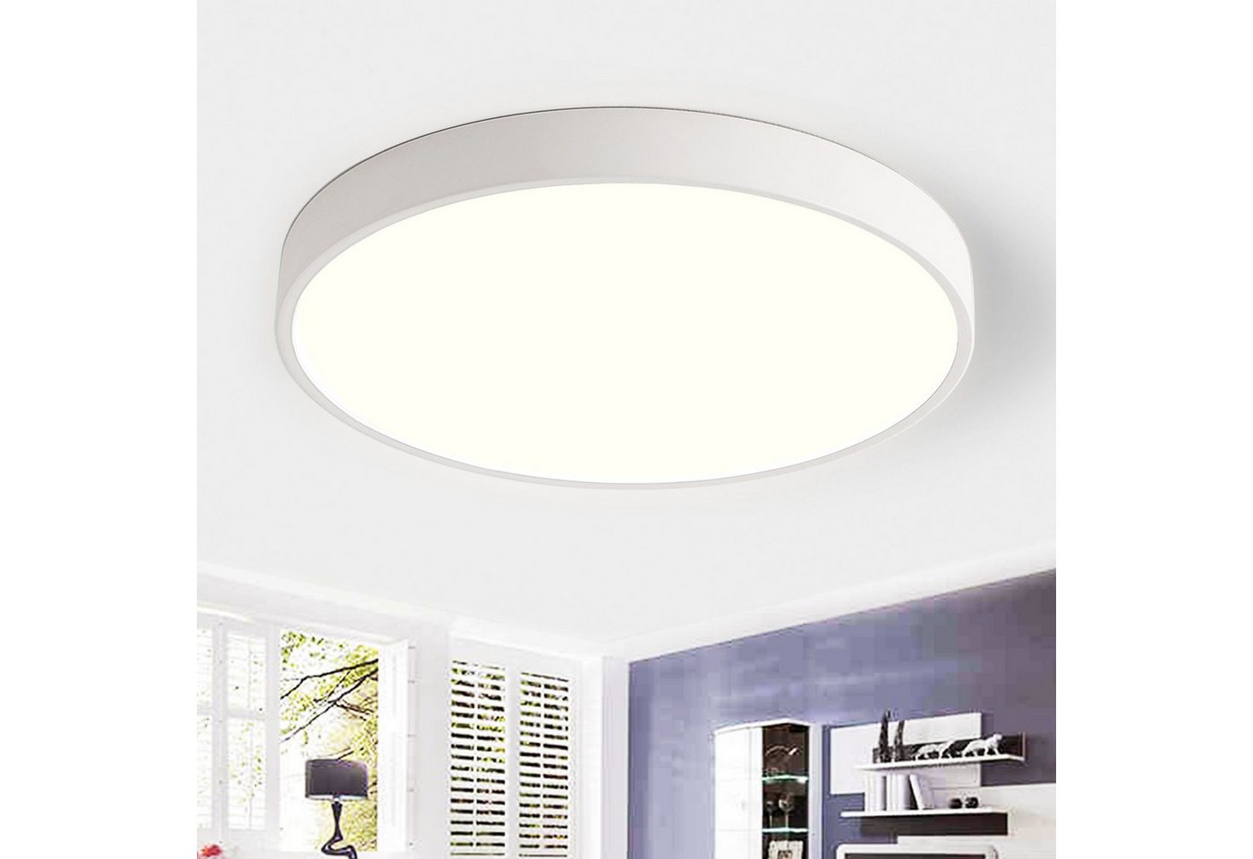 style home LED Deckenleuchte Deckenlampe, 48W-Ø50x4cm, LED fest integriert, Warmweiß 3000K, nicht dimmbar ohne Fernbedienung, für Wohnzimmer Schlafzimmer Büro Küche, Ø50x4cm, Weiß Bild 5