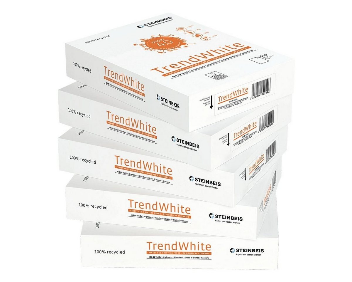 STEINBEIS Recyclingpapier Trend White, Format DIN A4, 80 g/m², 80 CIE, 500 Blatt